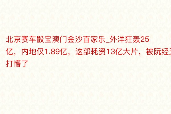 北京赛车骰宝澳门金沙百家乐_外洋狂轰25亿，内地仅1.89亿，这部耗资13亿大片，被阮经天打懵了