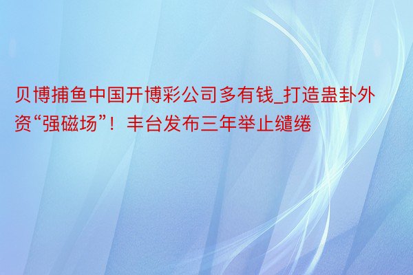 贝博捕鱼中国开博彩公司多有钱_打造蛊卦外资“强磁场”！丰台发布三年举止缱绻