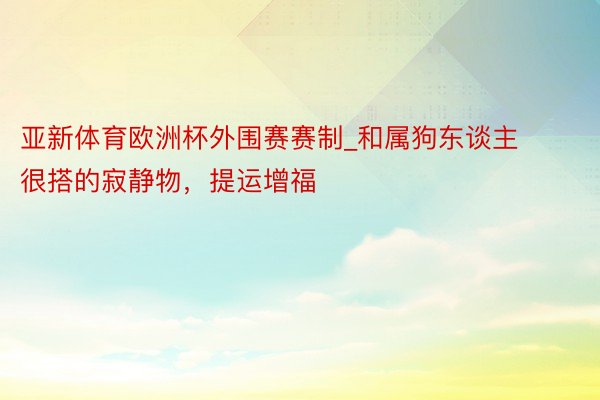 亚新体育欧洲杯外围赛赛制_和属狗东谈主很搭的寂静物，提运增福