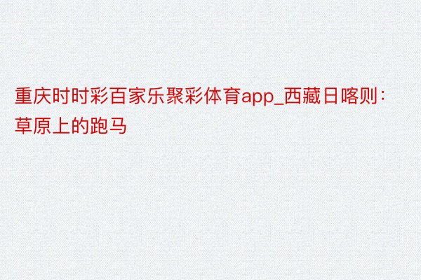 重庆时时彩百家乐聚彩体育app_西藏日喀则：草原上的跑马