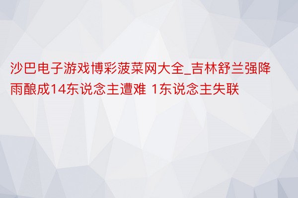 沙巴电子游戏博彩菠菜网大全_吉林舒兰强降雨酿成14东说念主遭难 1东说念主失联