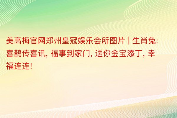 美高梅官网郑州皇冠娱乐会所图片 | 生肖兔: 喜鹊传喜讯, 福事到家门, 送你金宝添丁, 幸福连连!