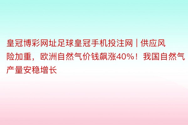 皇冠博彩网址足球皇冠手机投注网 | 供应风险加重，欧洲自然气价钱飙涨40%！我国自然气产量安稳增长