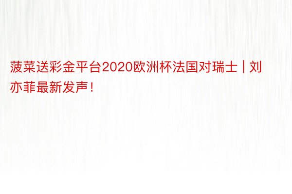 菠菜送彩金平台2020欧洲杯法国对瑞士 | 刘亦菲最新发声！